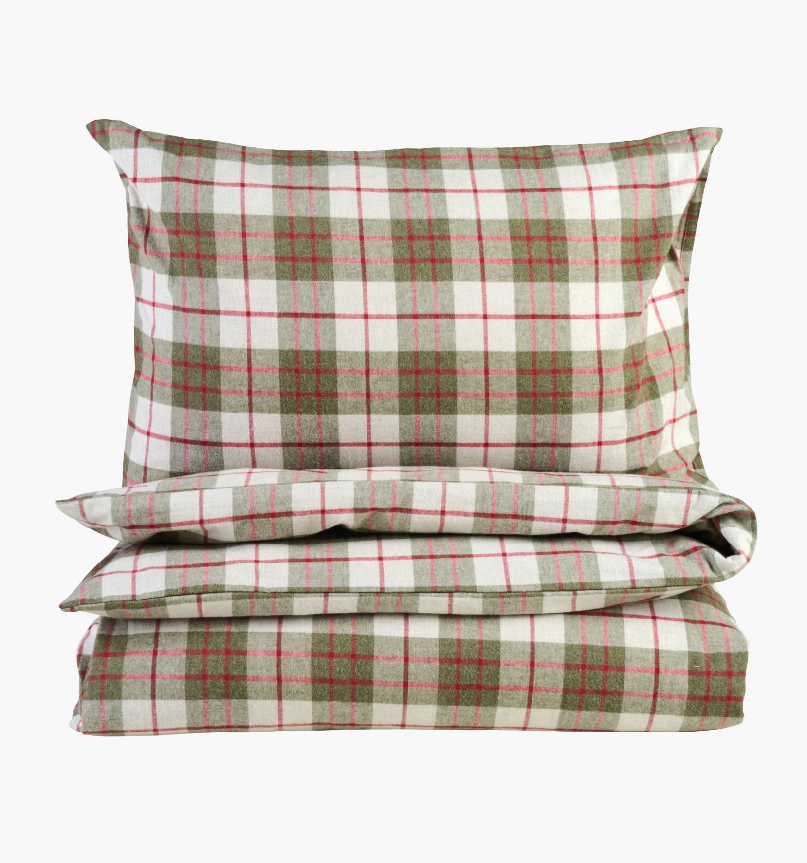 Påslakanset i garnfärgad flanell multi/röd - 230x220 cm multi/röd - 1