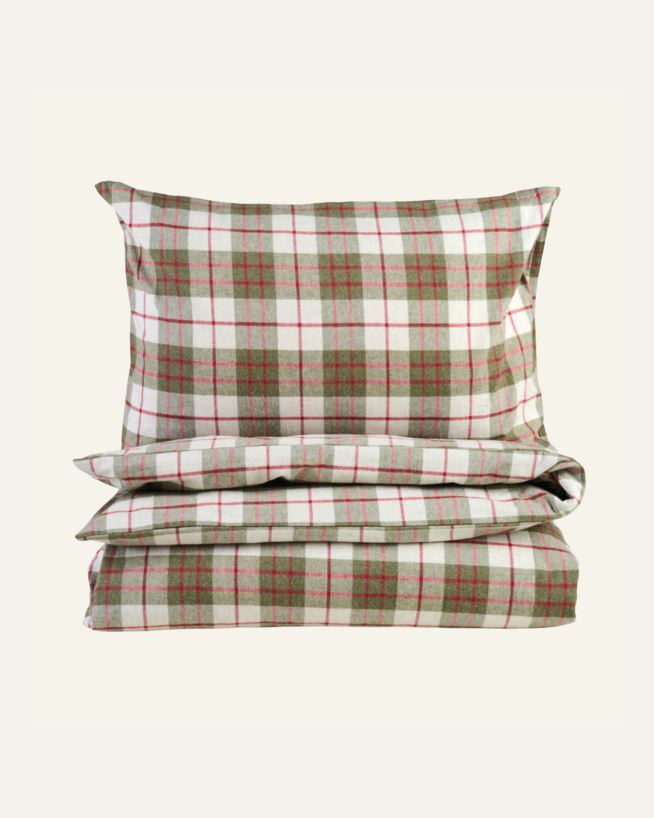 Påslakanset i garnfärgad flanell multi/röd - 230x220 cm multi/röd - 1