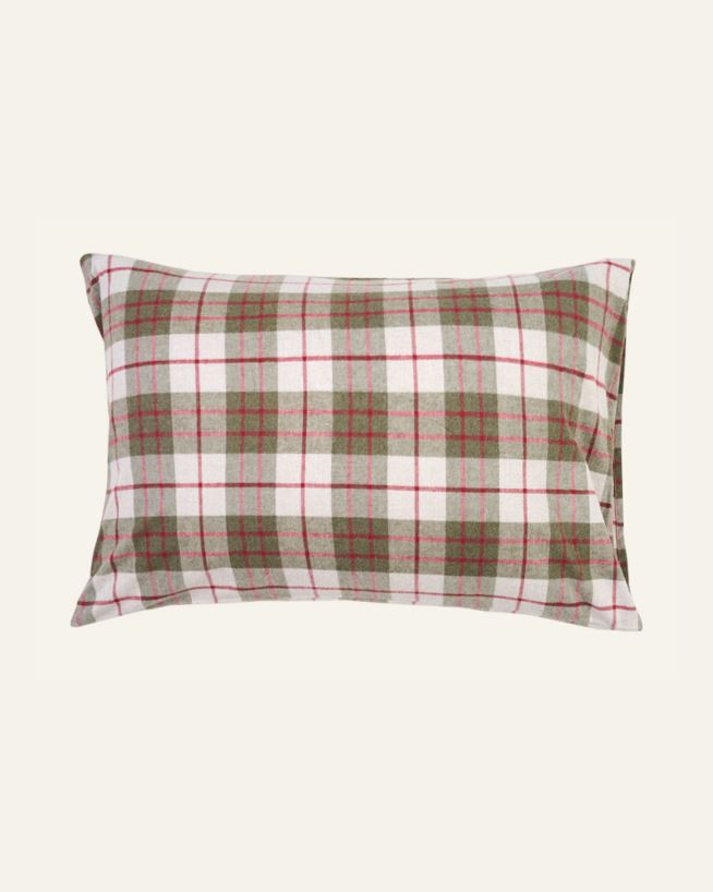 Örngott i garnfärgad flanell multi/röd - 70x100 cm multi/röd - 1