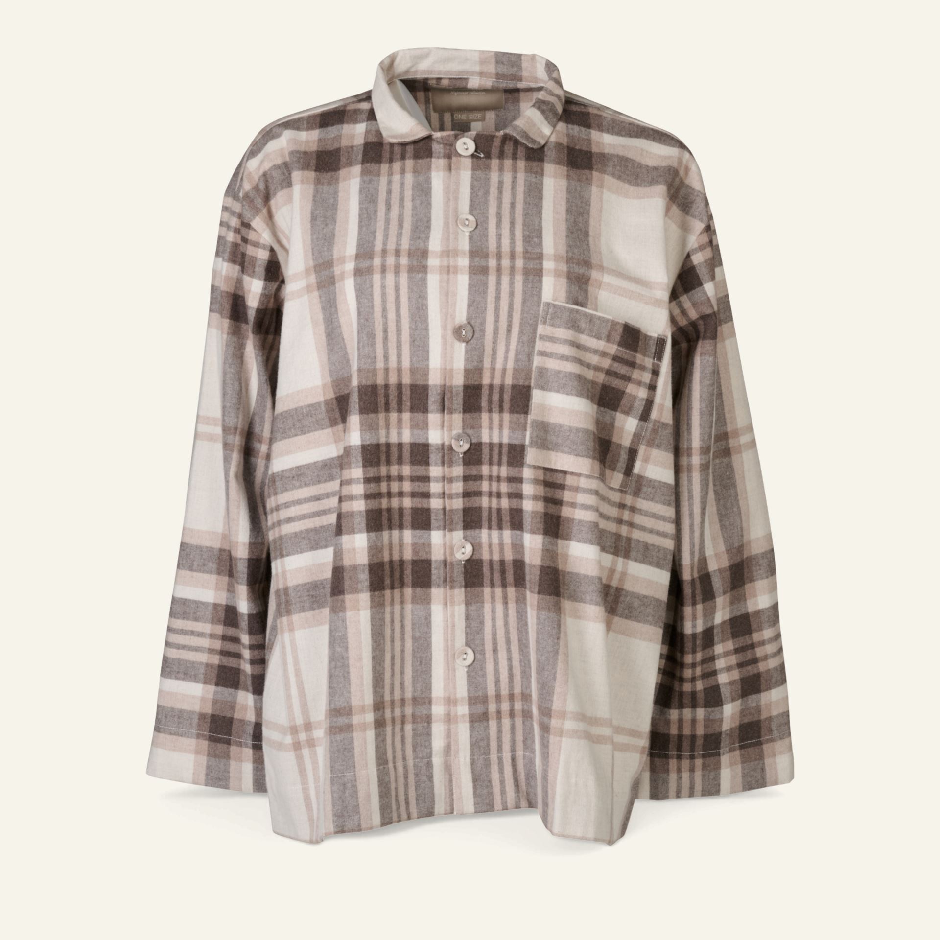 Garnfärgad flanellpyjamastopp brun - one size brun - 1