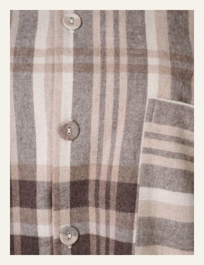 Garnfärgad flanellpyjamastopp brun - 2