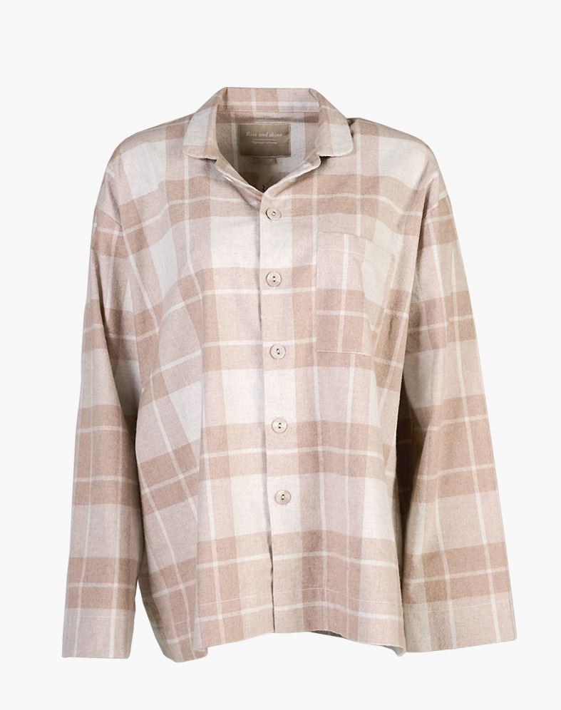 Garnfärgad flanellpyjamastopp sand - one size sand - 1