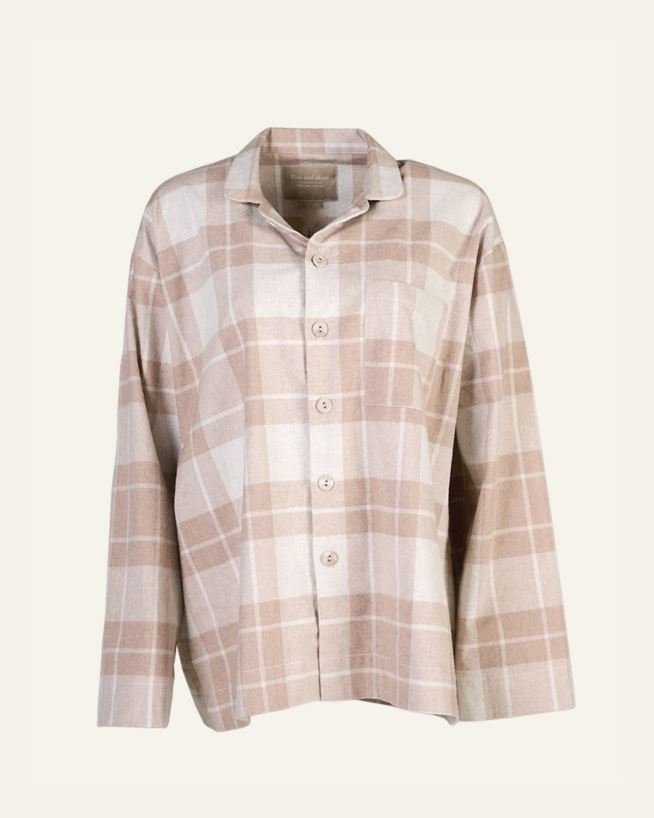 Garnfärgad flanellpyjamastopp sand - one size sand - 1