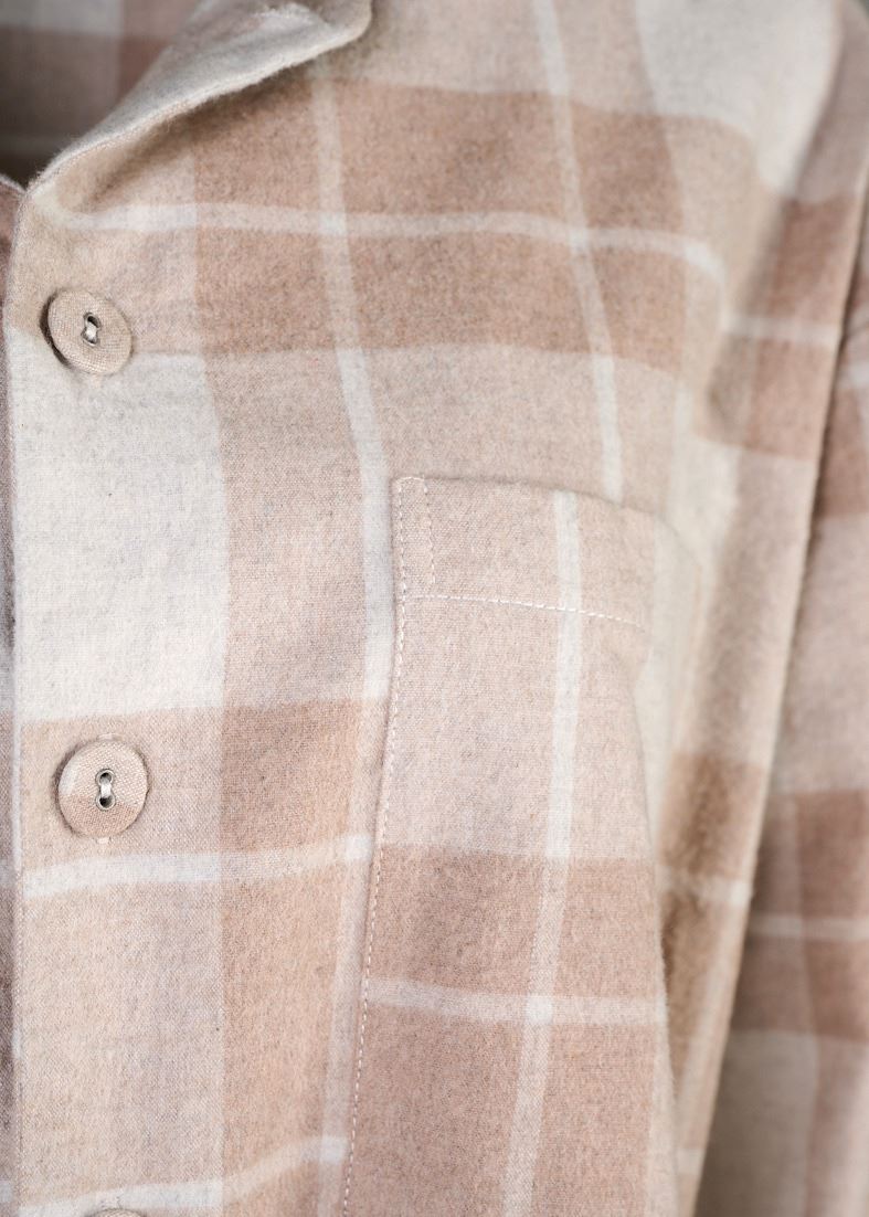 Garnfärgad flanellpyjamastopp sand - 2