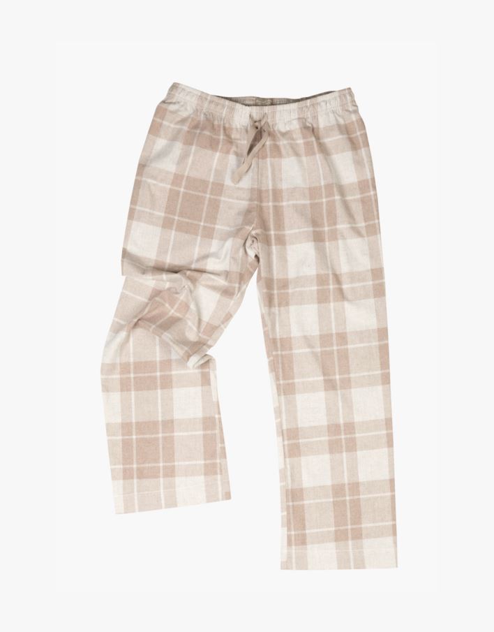 Garnfärgat flanell pyjamasbyxor sand - one size sand - 1