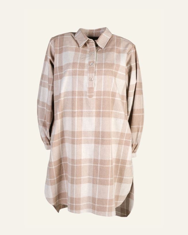 Garnfärgat flanell nattskjorta sand - L/XL sand - 1