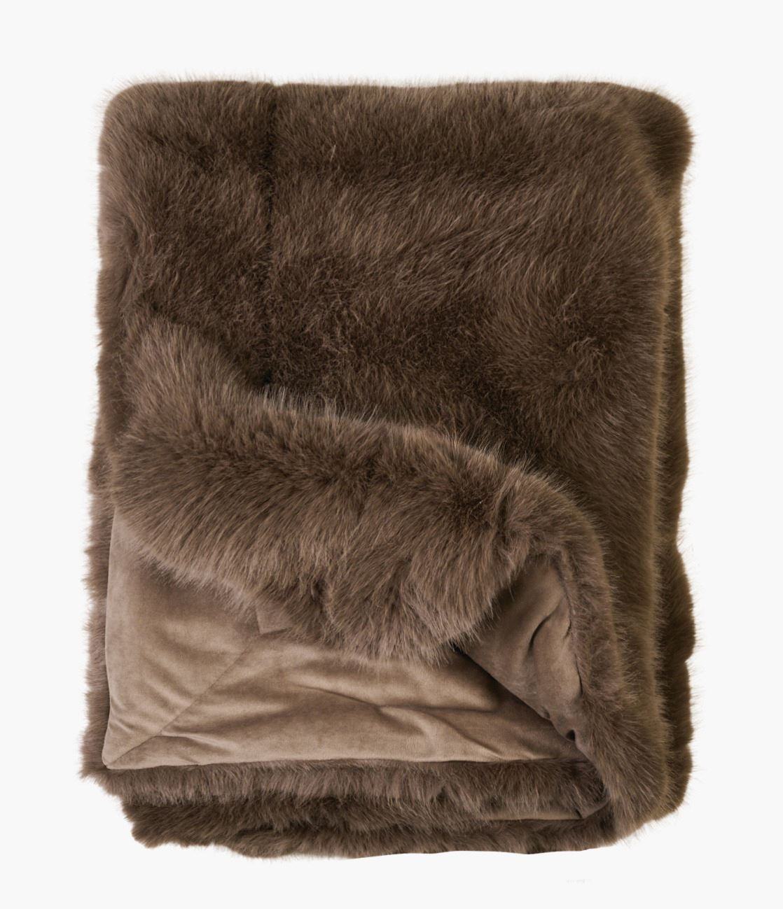 Pläd i pälsimitation taupe - 130x170 cm taupe - 1