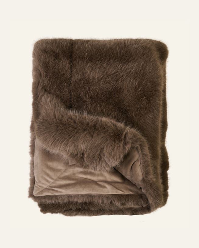 Pläd i pälsimitation taupe - 130x170 cm taupe - 1