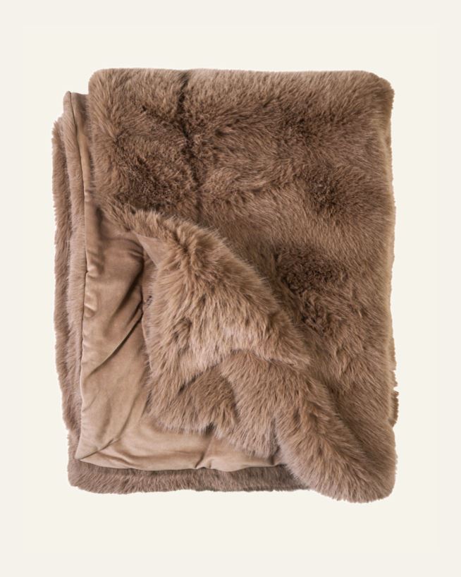 Pläd i pälsimitation kamel - 130x170 cm kamel - 1