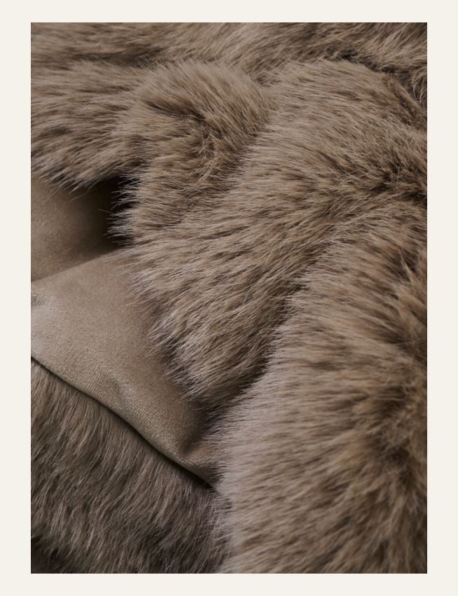 Pläd i pälsimitation kamel - 2