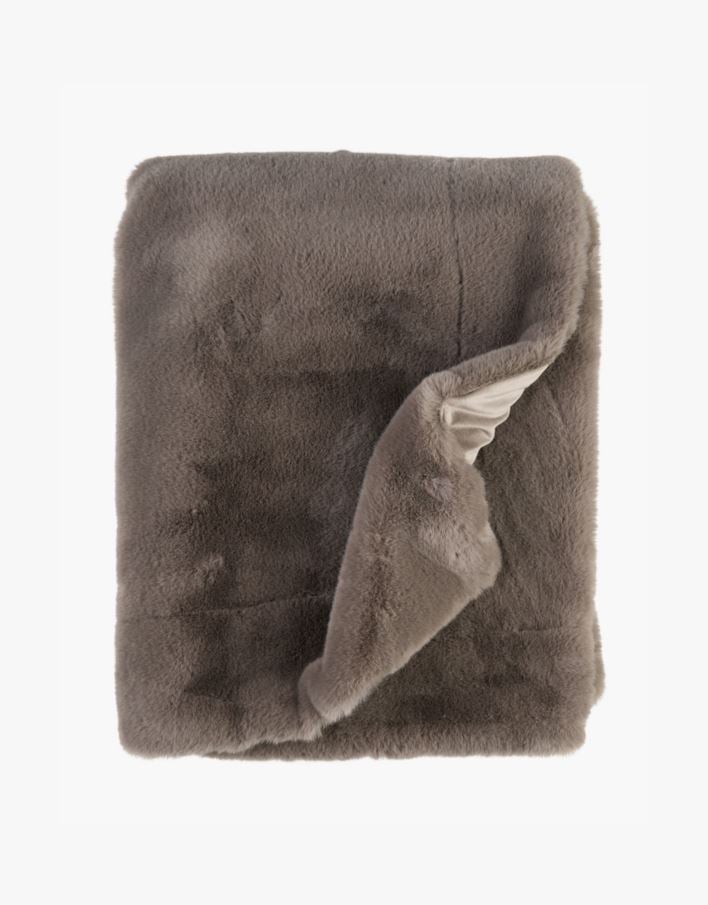 Pläd i pälsimitation taupe - 130x170 cm taupe - 1