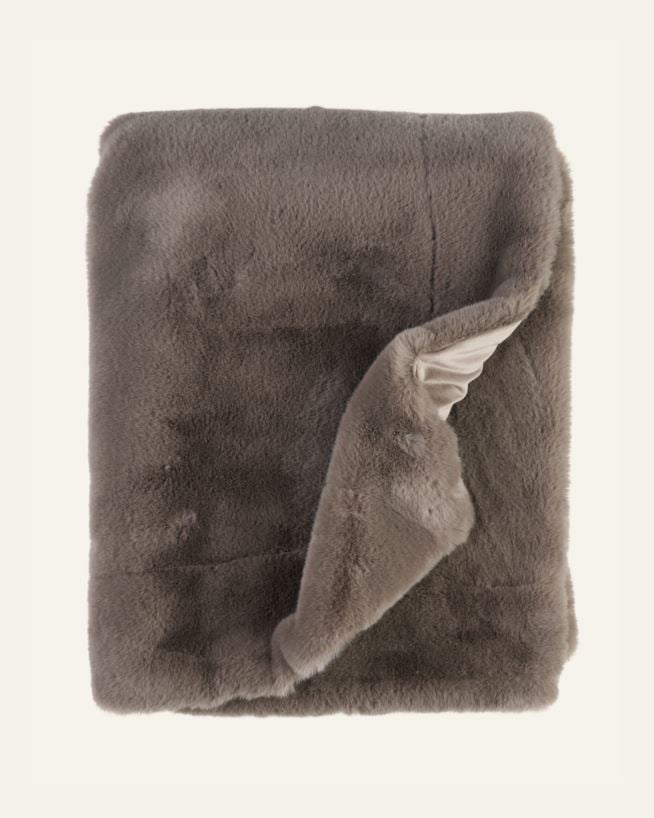 Pläd i pälsimitation taupe - 130x170 cm taupe - 1