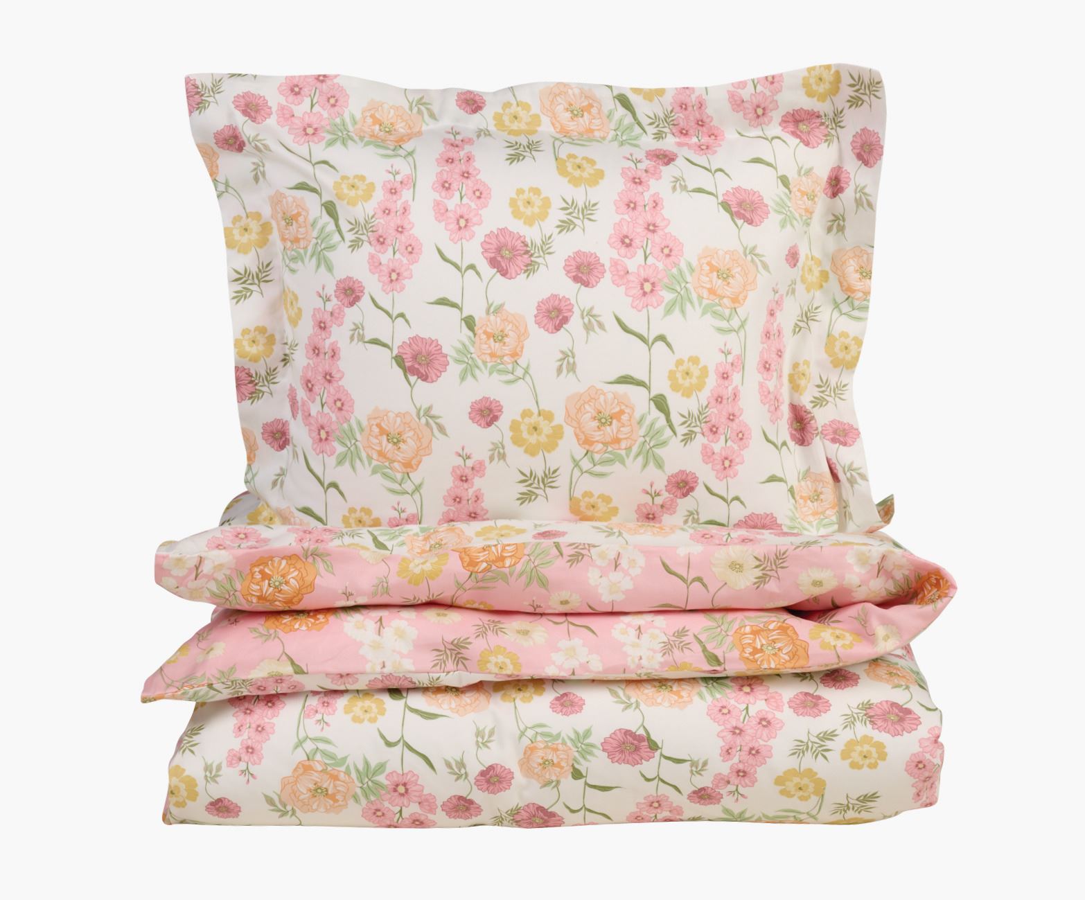 Påslakanset i satin multi/rosa - 150x210 cm multi/rosa - 1