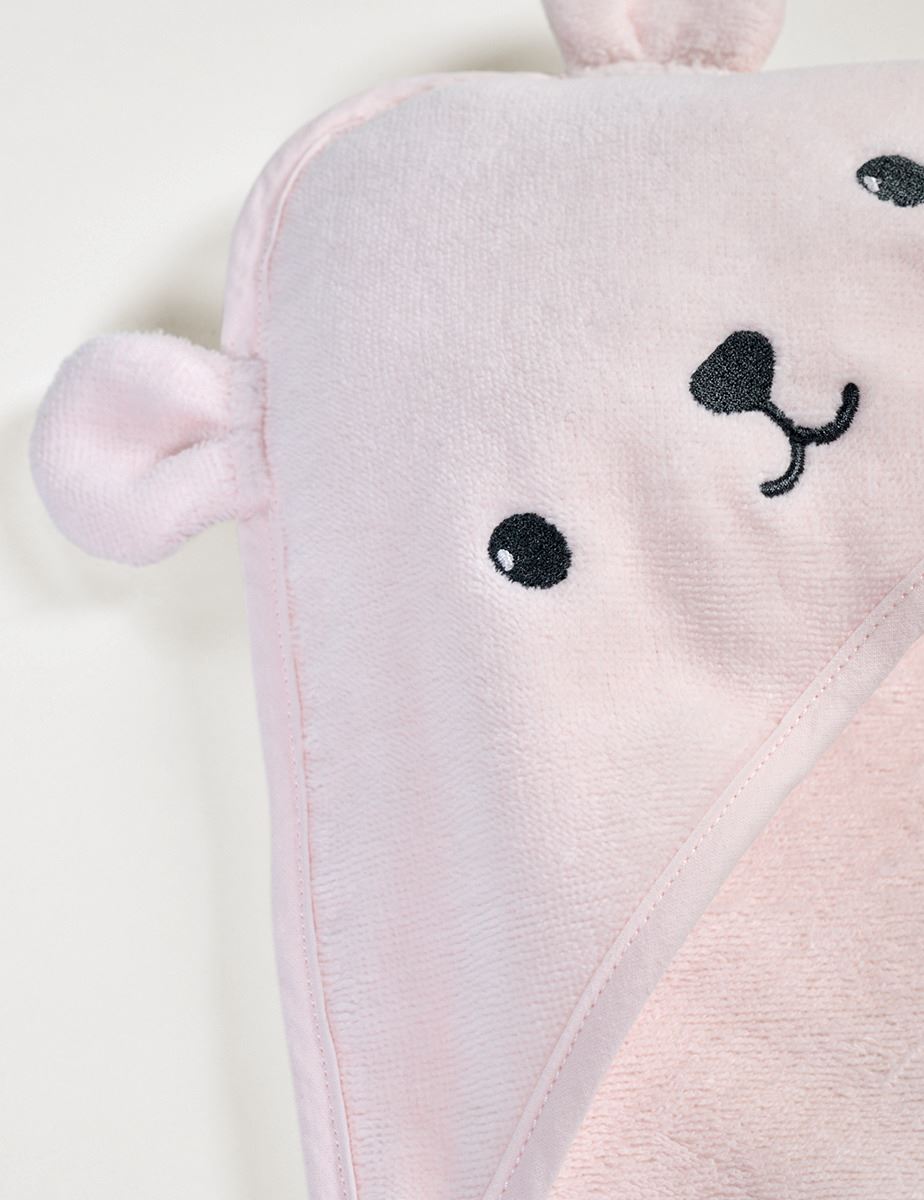 Badhandduk med huva ljusrosa - 3