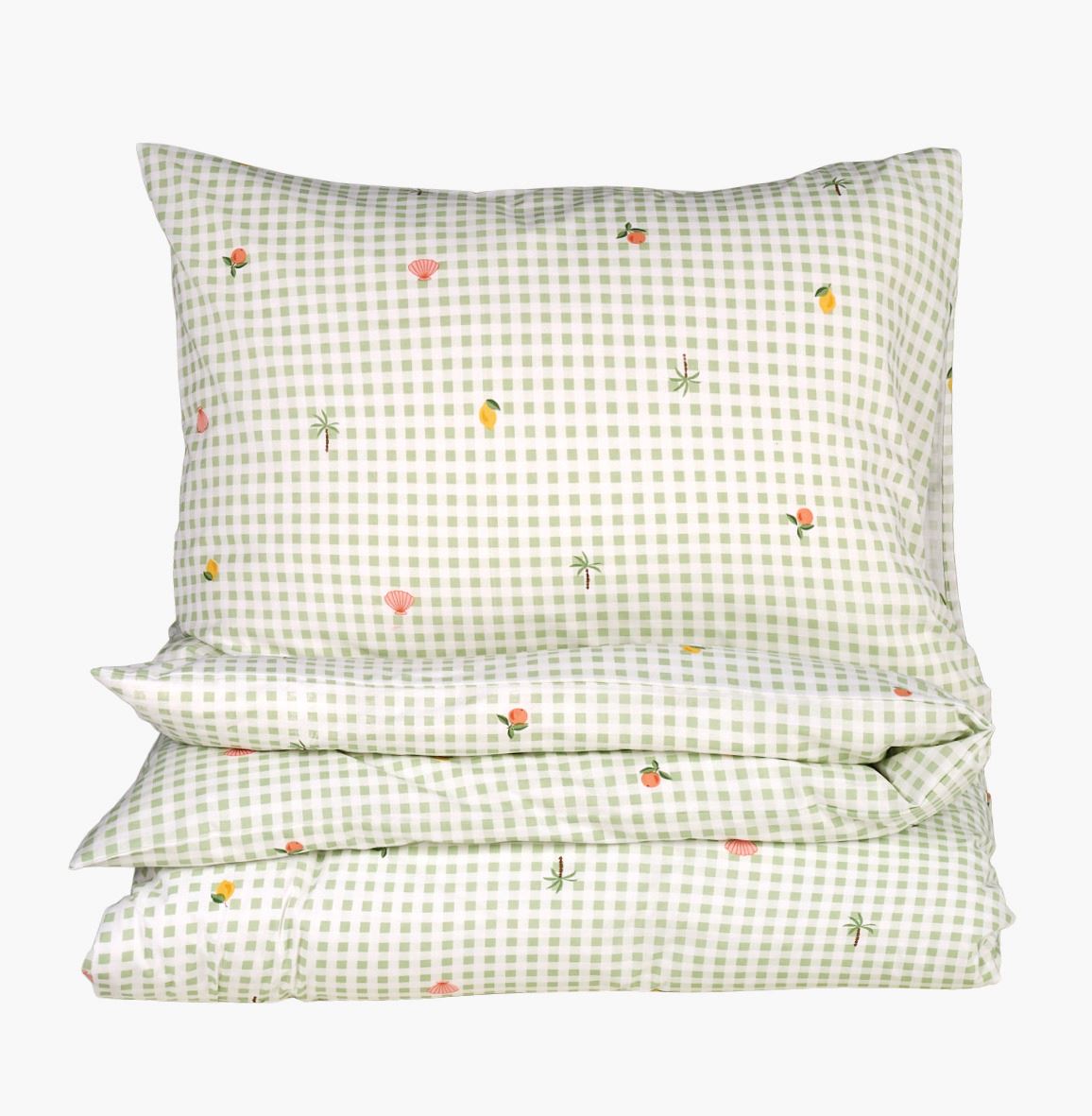 Påslakanset i bomull grön - 150x210 cm grön - 1