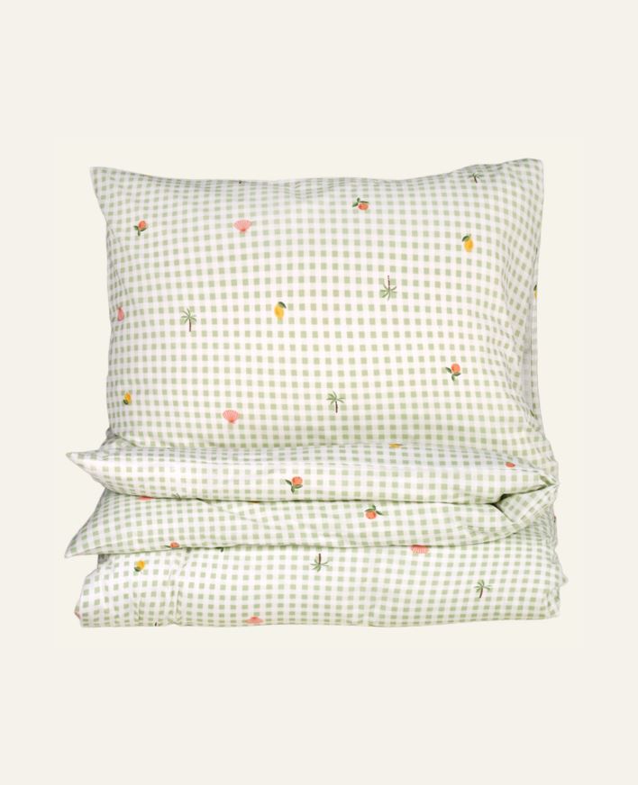 Påslakanset i bomull grön - 150x210 cm/50x60 cm grön - 1