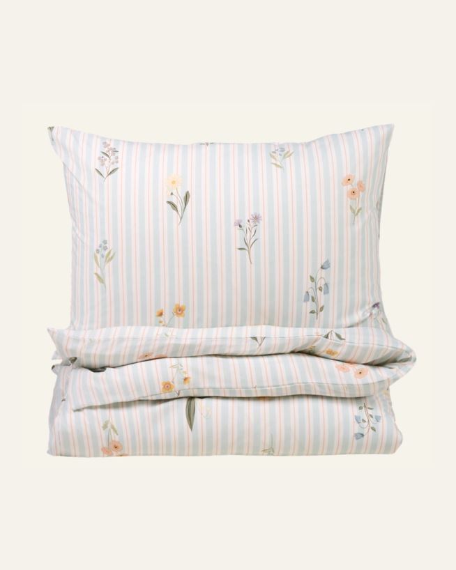 Påslakanset i bomull ljusblå - 150x210 cm ljusblå - 1