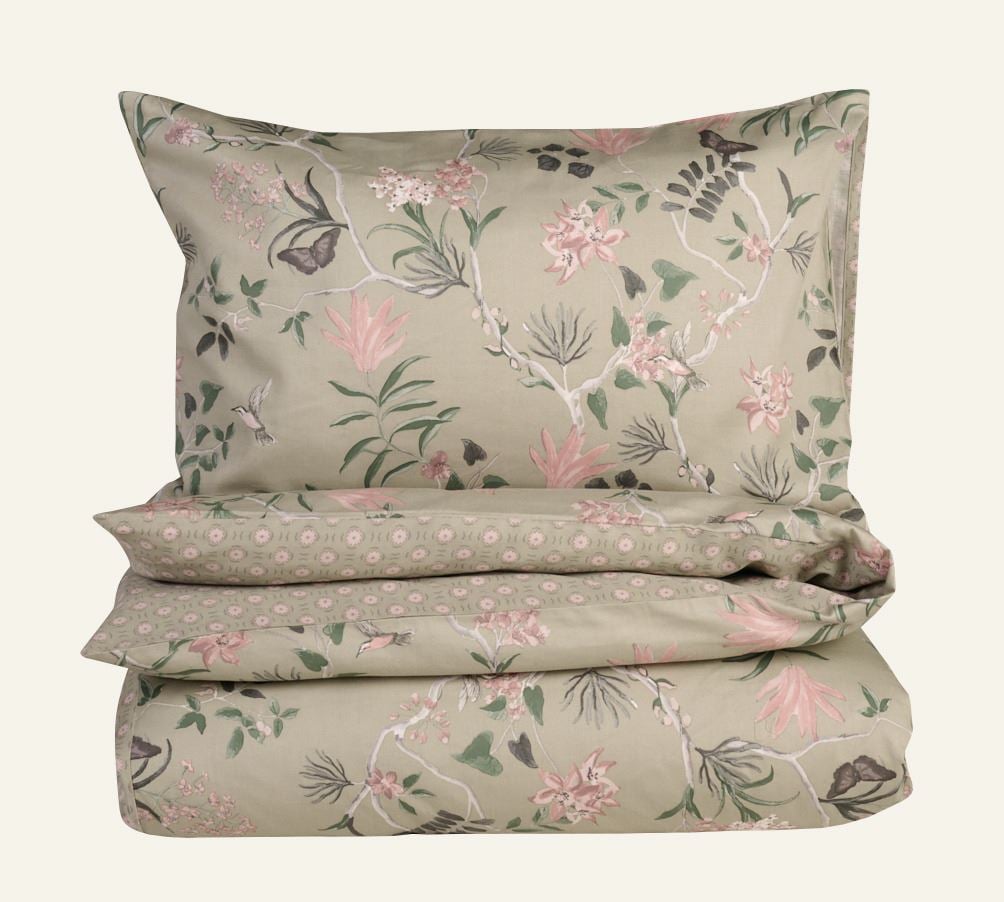 Påslakanset i satin grön - 150x210 cm grön - 1