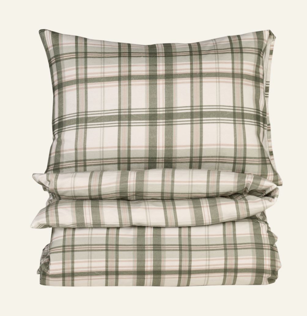 Påslakanset i flanell multi/grön - 150x210 cm multi/grön - 1