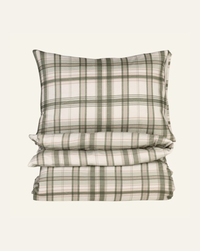 Påslakanset i flanell multi/grön - 150x210 cm multi/grön - 1