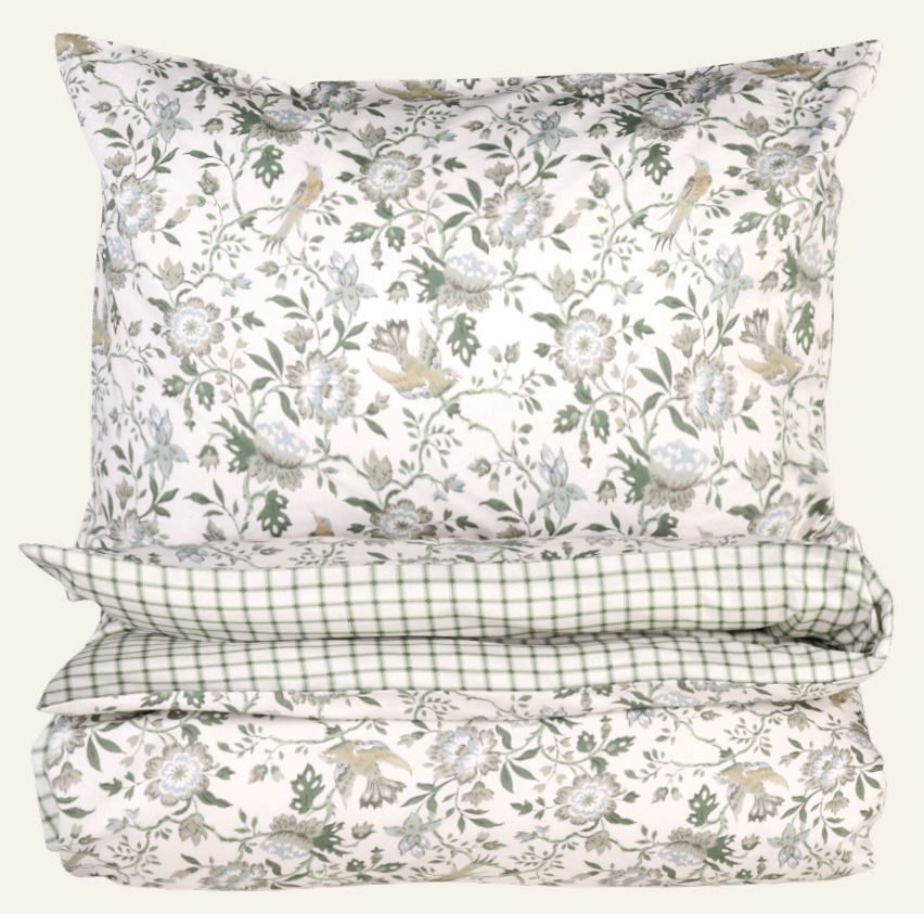 Påslakanset i satin multi/grön - 150x210 cm multi/grön - 1