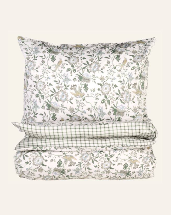Påslakanset i satin multi/grön - 150x210 cm multi/grön - 1