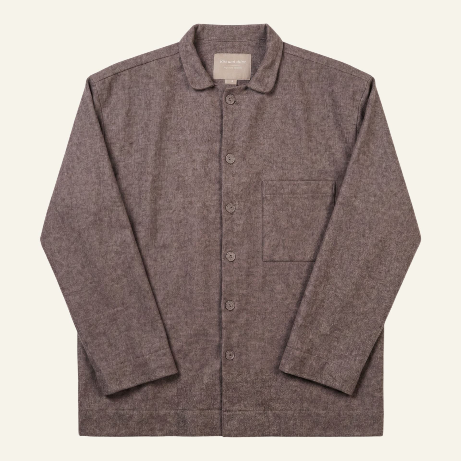 Garnfärgad flanellpyjamastopp brun - one size brun - 1
