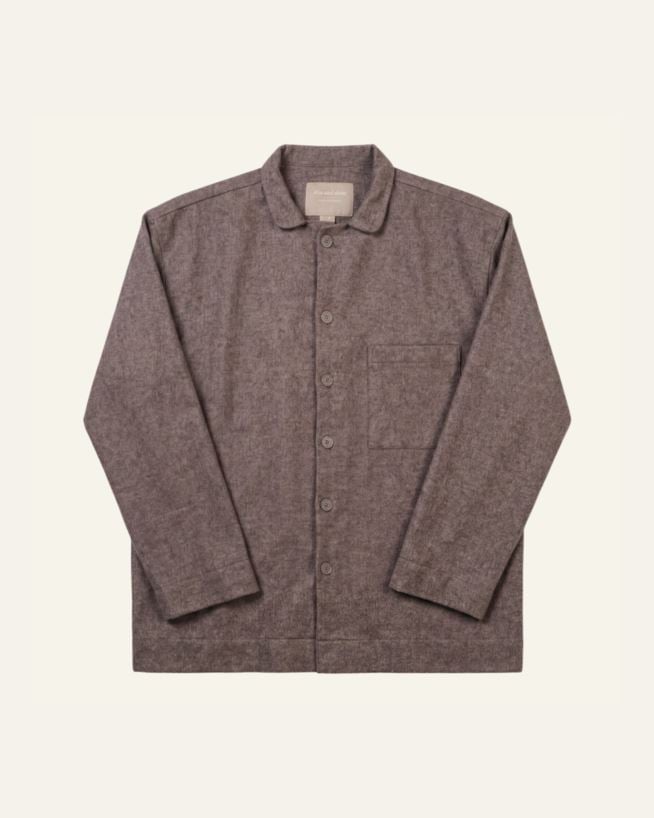 Garnfärgad flanellpyjamastopp brun - one size brun - 1