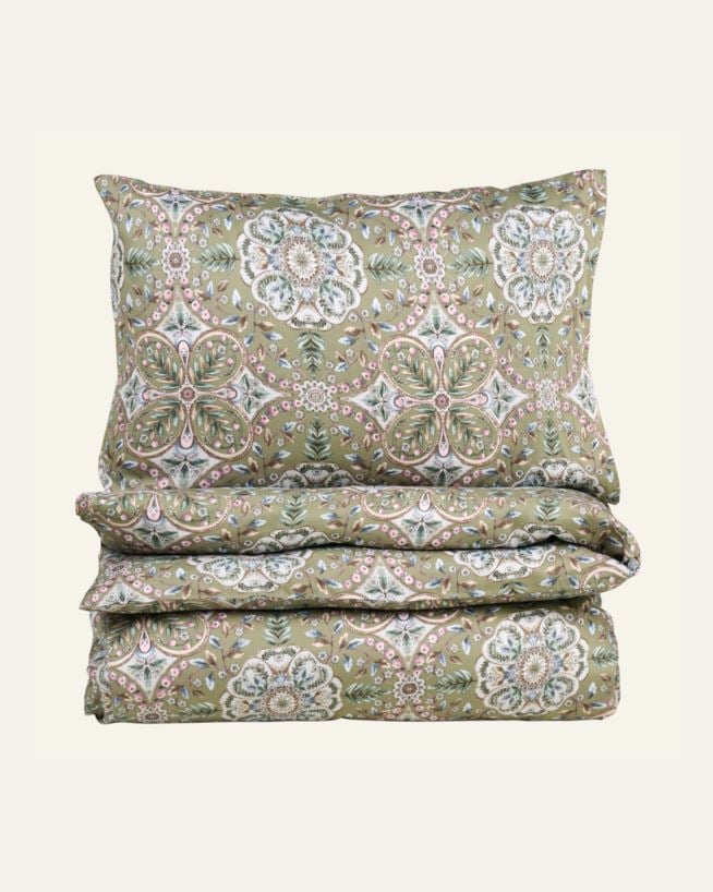 Påslakanset i satin multi/grön - 150x210 cm multi/grön - 1
