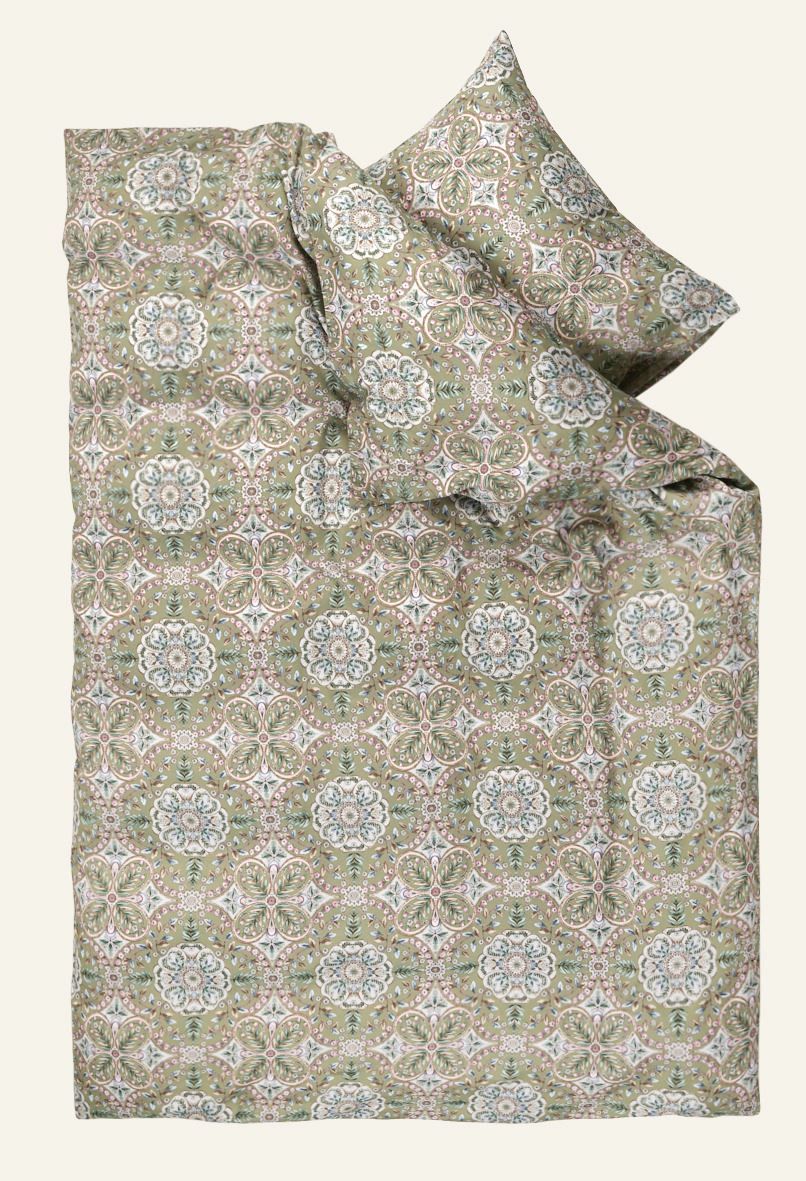 Påslakanset i satin multi/grön - 3