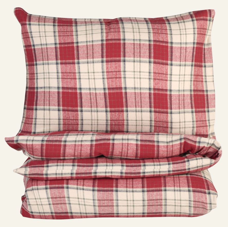 Påslakanset i garnfärgad flanell multi/röd - 150x210 cm multi/röd - 1