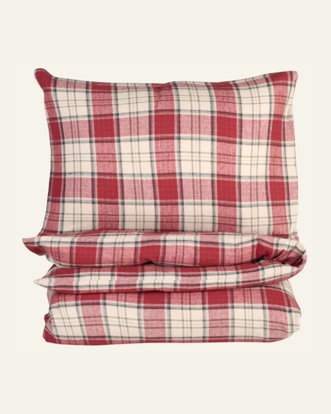 Påslakanset i garnfärgad flanell multi/röd - 150x210 cm multi/röd - 1