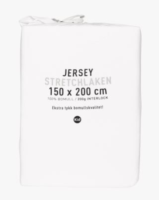Jersey interlock dra-på-lakan vit