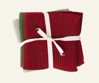 Tricot rettstrikket tvättlapp multi/röd