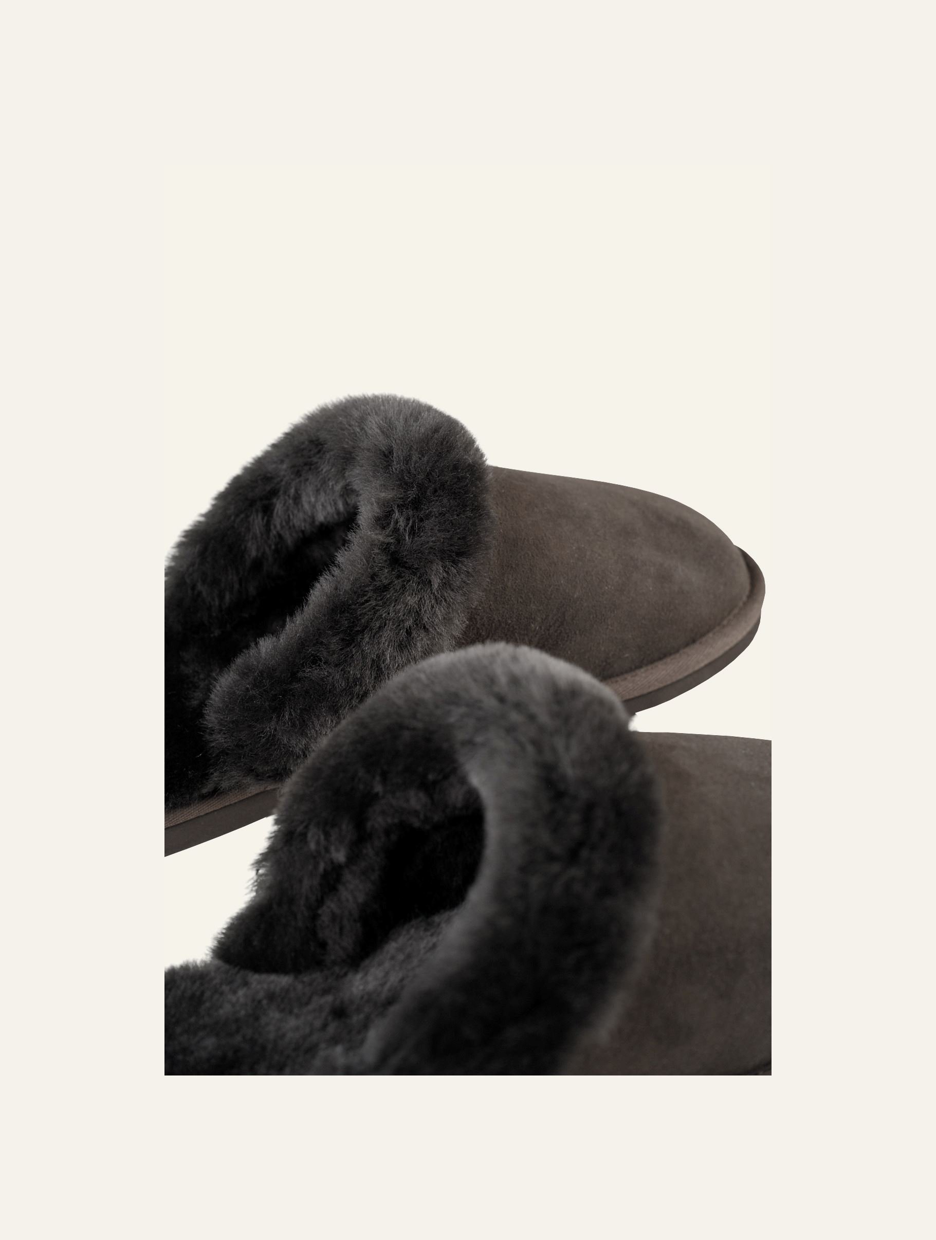 Fårskinnstofflor mörkbrun - 2