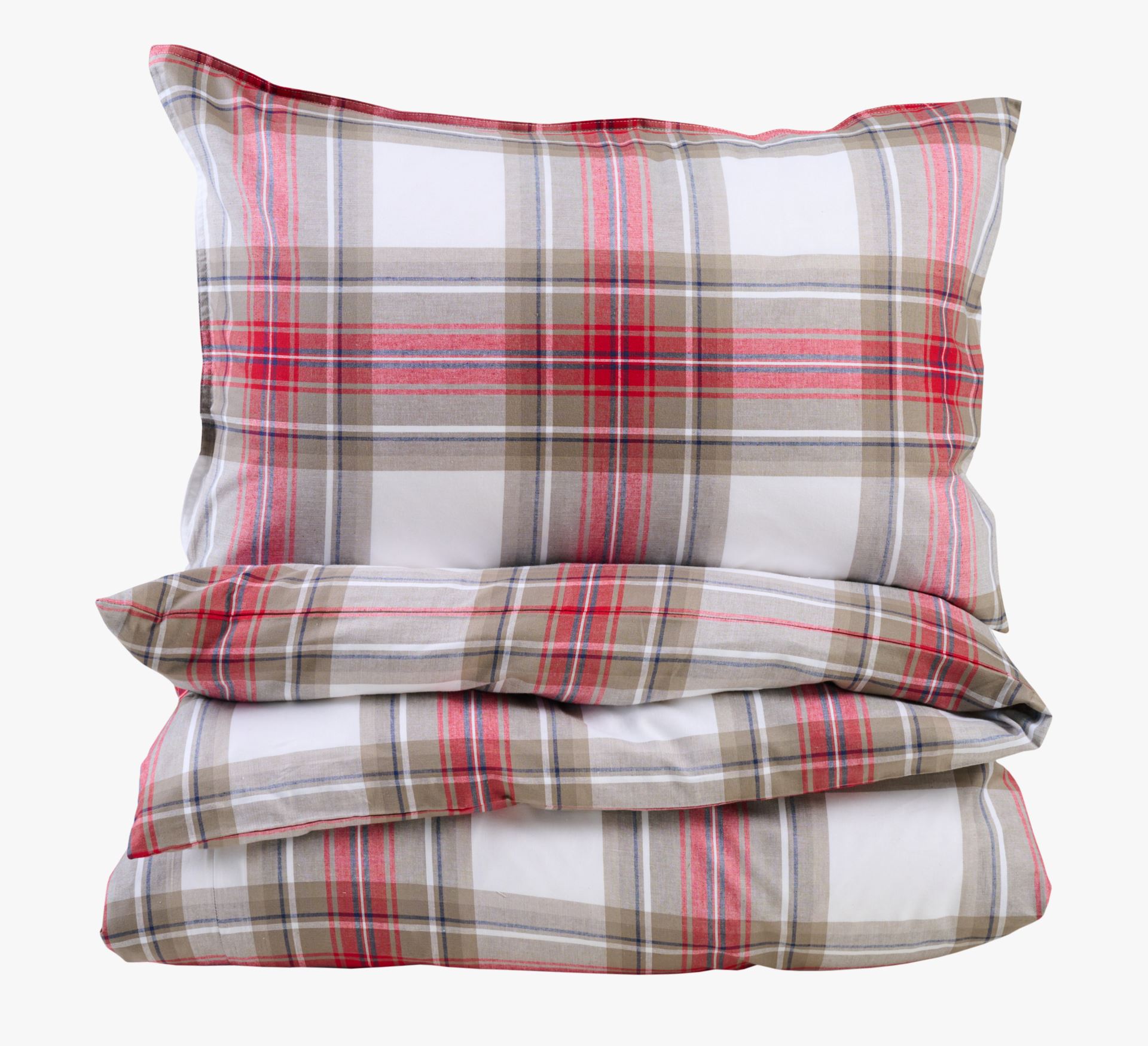 Påslakanset i garnfärgad bomull multi/grön - 150x210+50x60 cm multi/grön - 1