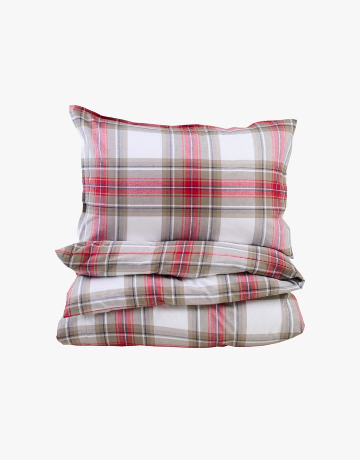 Påslakanset i garnfärgad bomull multi/grön - 150x210+50x60 cm multi/grön - 1