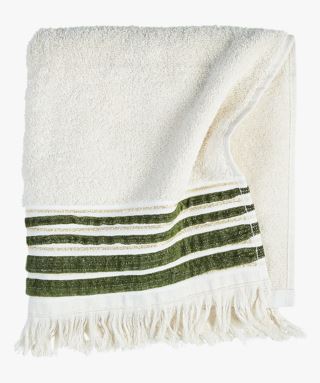 hemtex Velvet stripe handduk  mörkgrön