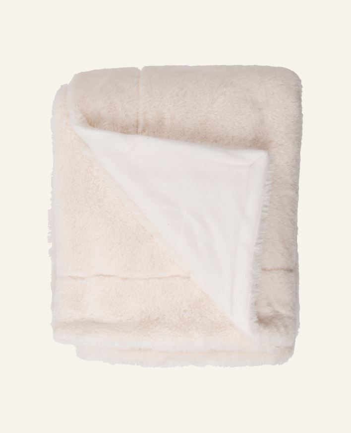 Pläd i pälsimitation offwhite - 130x170 cm offwhite - 1