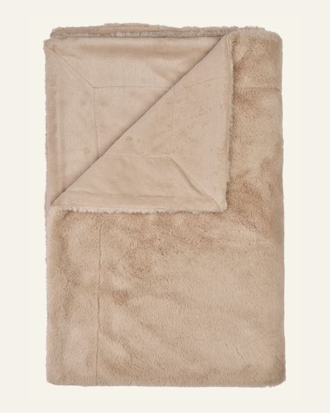 Pläd i pälsimitation natur - 130x170 cm natur - 1