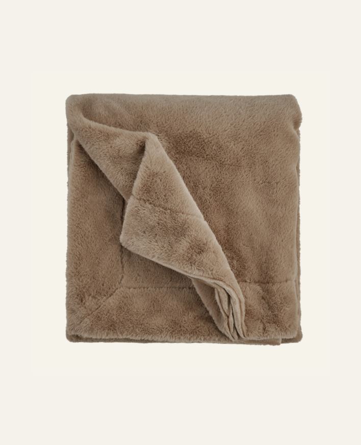 Pläd i pälsimitation karamell - 130x170 cm karamell - 1