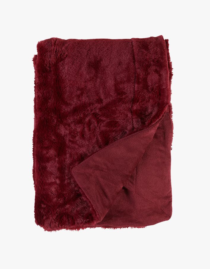 Milde pläd i pälsimitation burgundy - 130x170 cm burgundy - 1