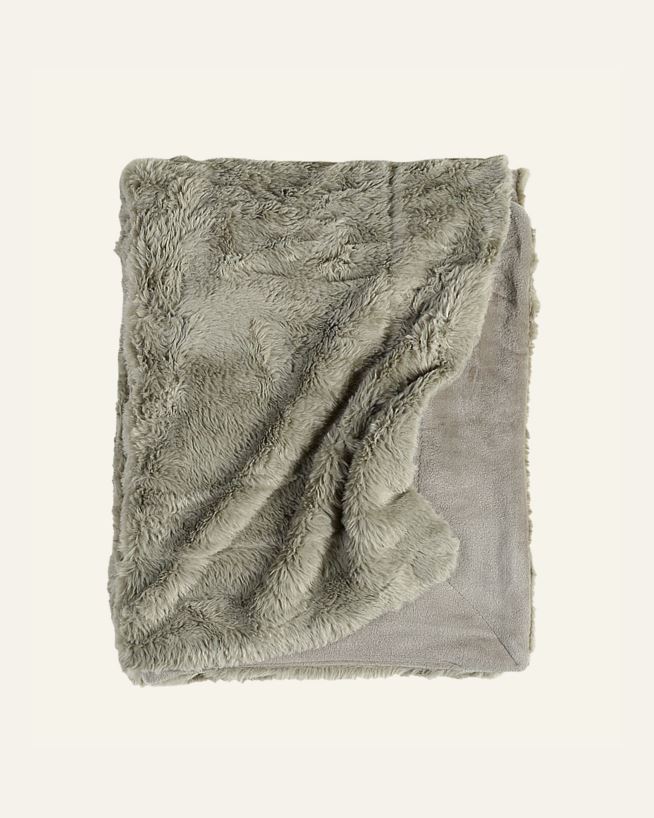 Pläd i pälsimitation olivgrön - 130x170 cm olivgrön - 1