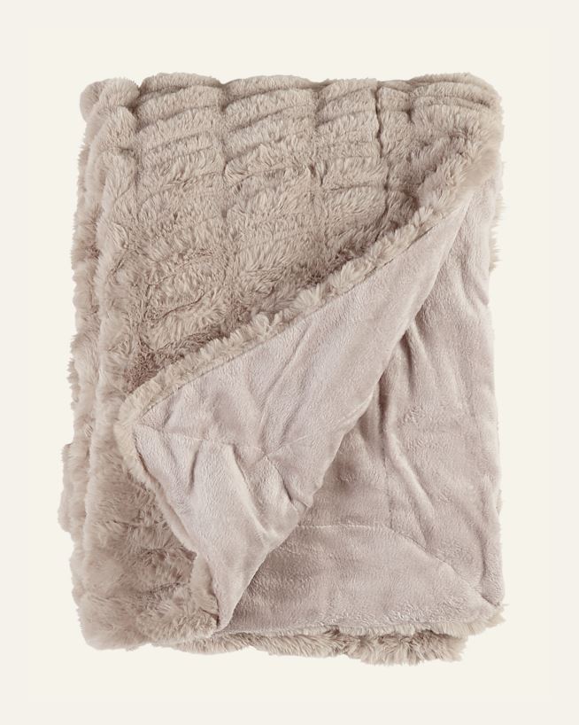 Pläd i pälsimitation beige - 130x170 cm beige - 1