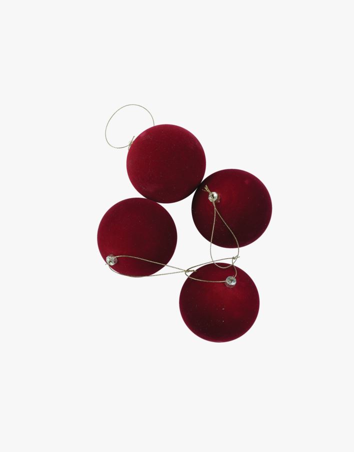 Velvet red 4pk julgranskulor röd - ø8 cm röd - 1