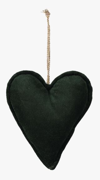 hemtex Velour heart dekoration mörkgrön