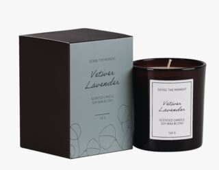 Sense The Moment | Vetiver Lavender Doftljus Gråblå - 145 g