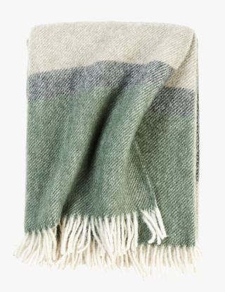 Gol stripe ullpläd mossgrön