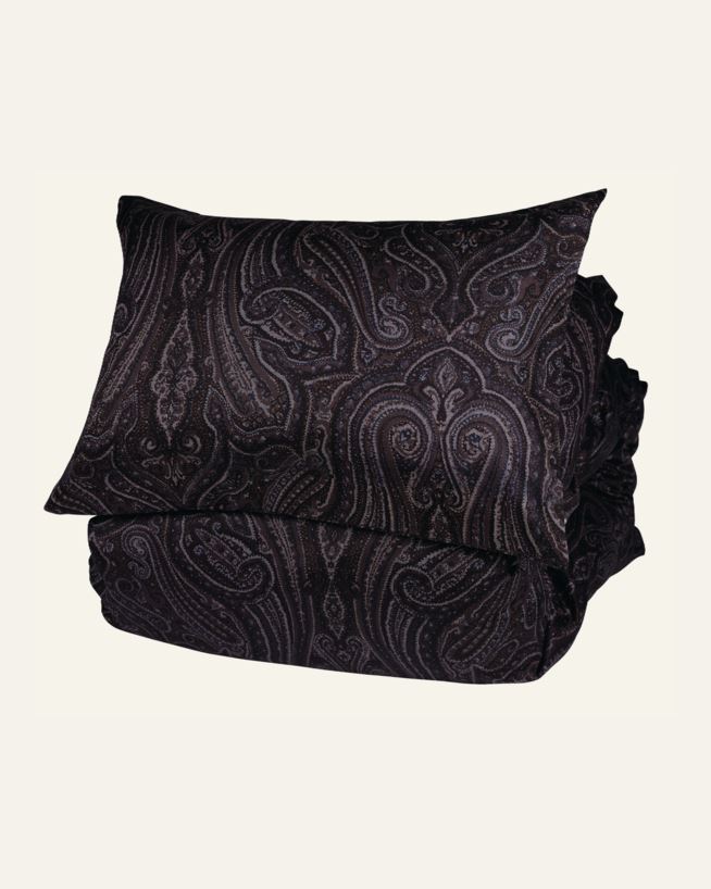 Påslakanset i satin brun - 150x210 cm brun - 1