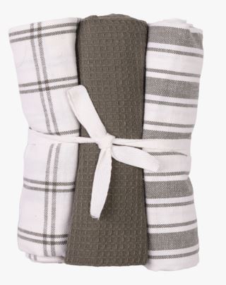 Stina 3pk kökshandduk olivgrön